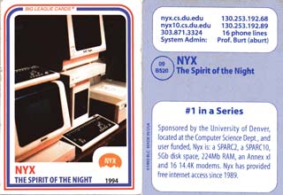 Official Nyx Trading Card from 1994